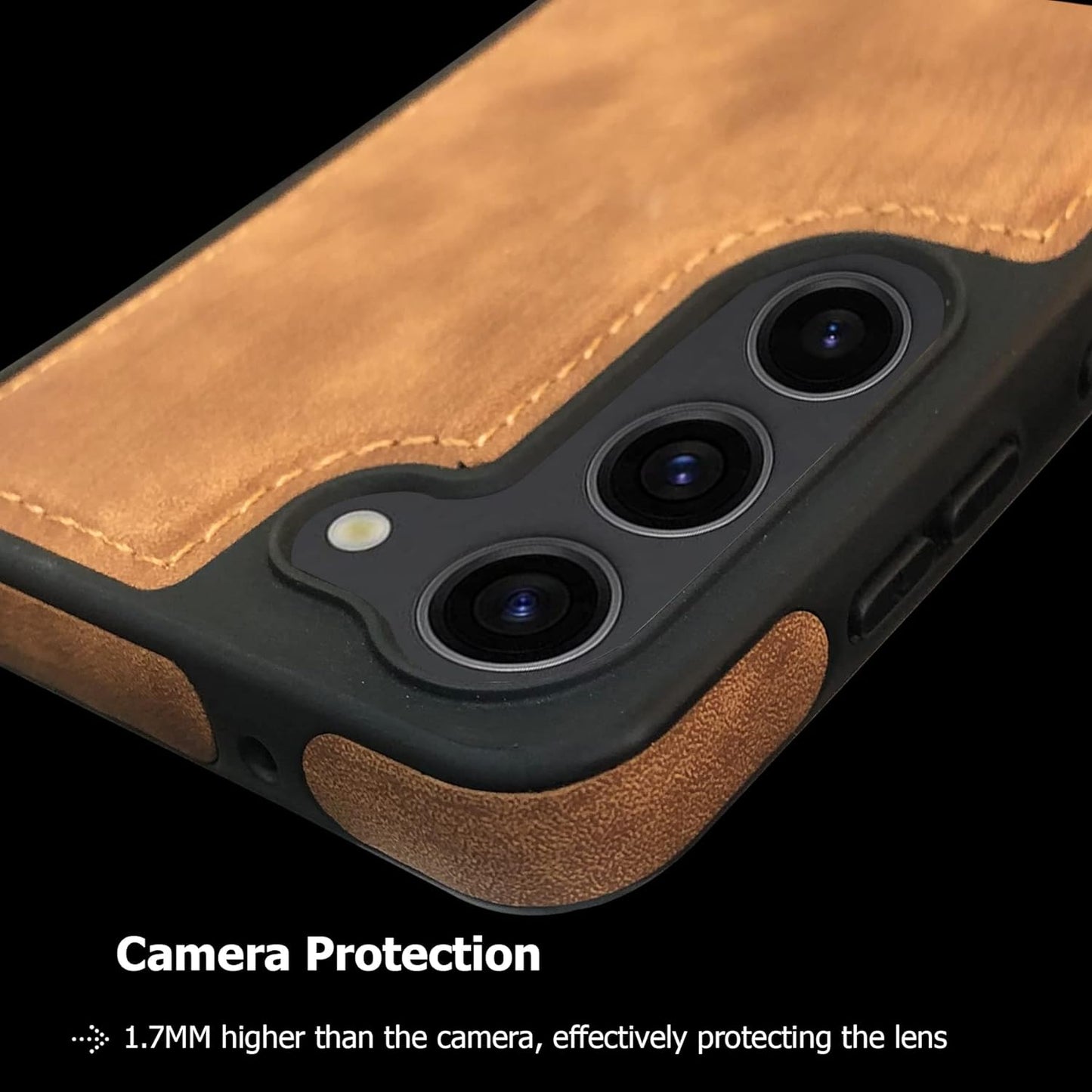 Premium PU Leather Back Cover Case for Samsung Galaxy S23 Plus-Brown