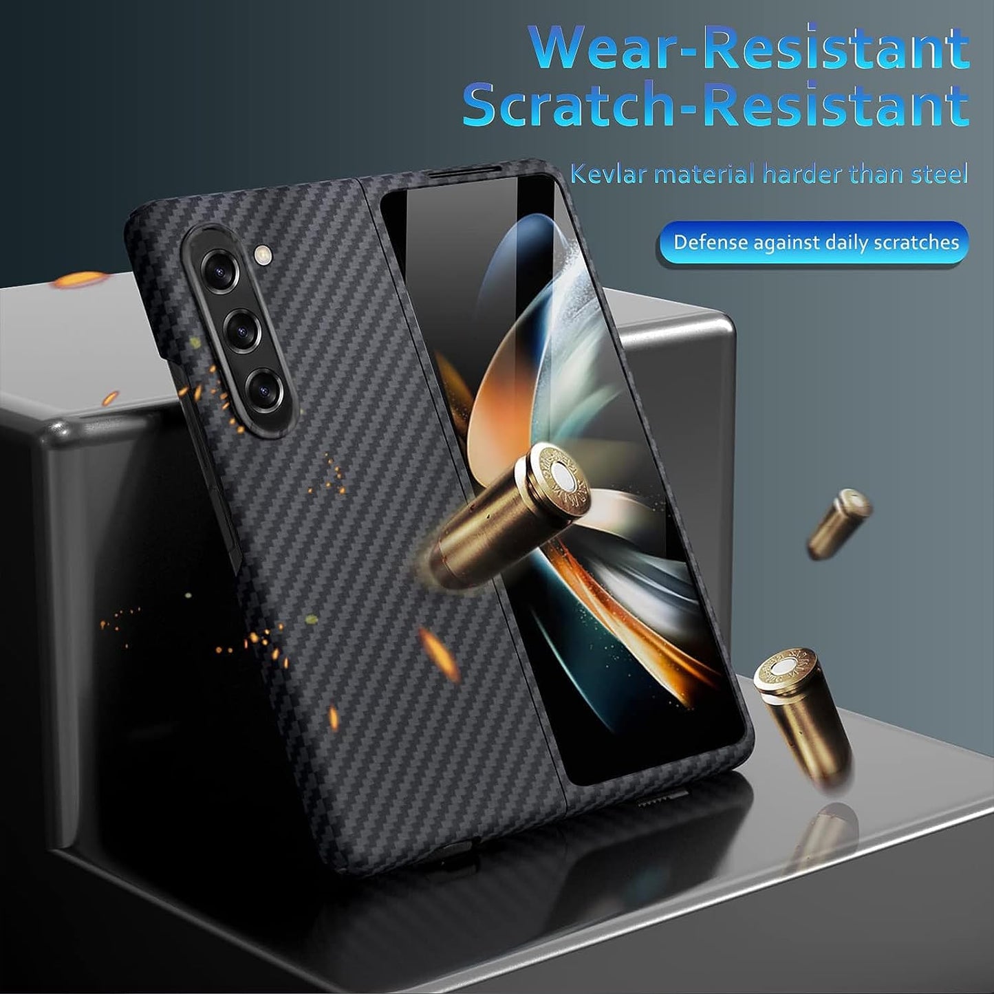 Samsung Galaxy Z Fold 5 Dual Shade Carbon Fiber Shockproof Case - Red