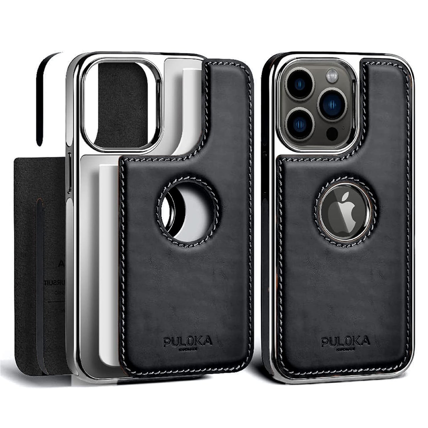 iPhone 15 Pro Max Premium Quality Luxurious Leather Case - Black