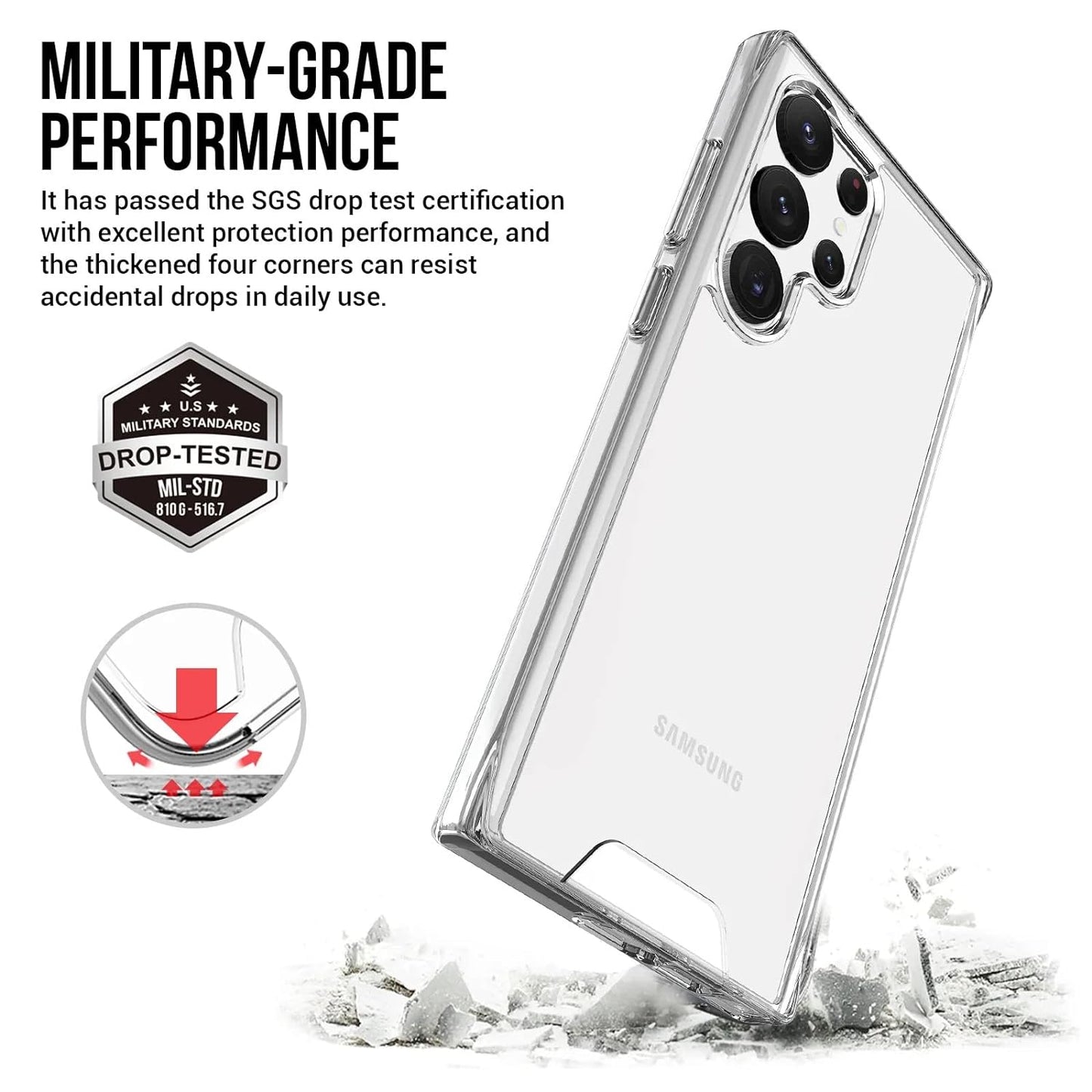 Samsung Galaxy S23 Ultra Shockproof Hybrid Space Case - Transparent