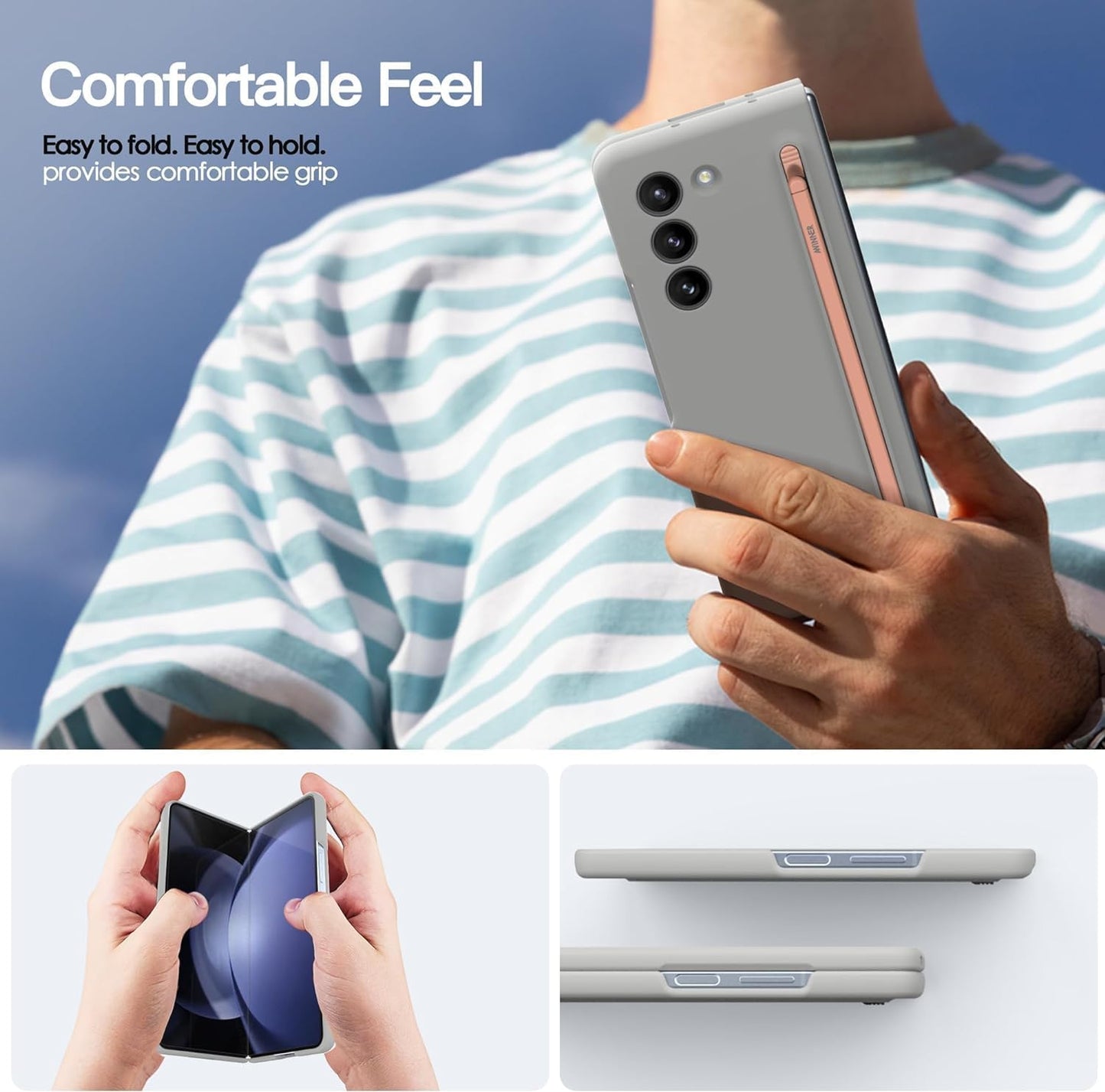 Samsung Galaxy Z Fold 5 Skin Feel Slim Matte Case with Stylus - Sand