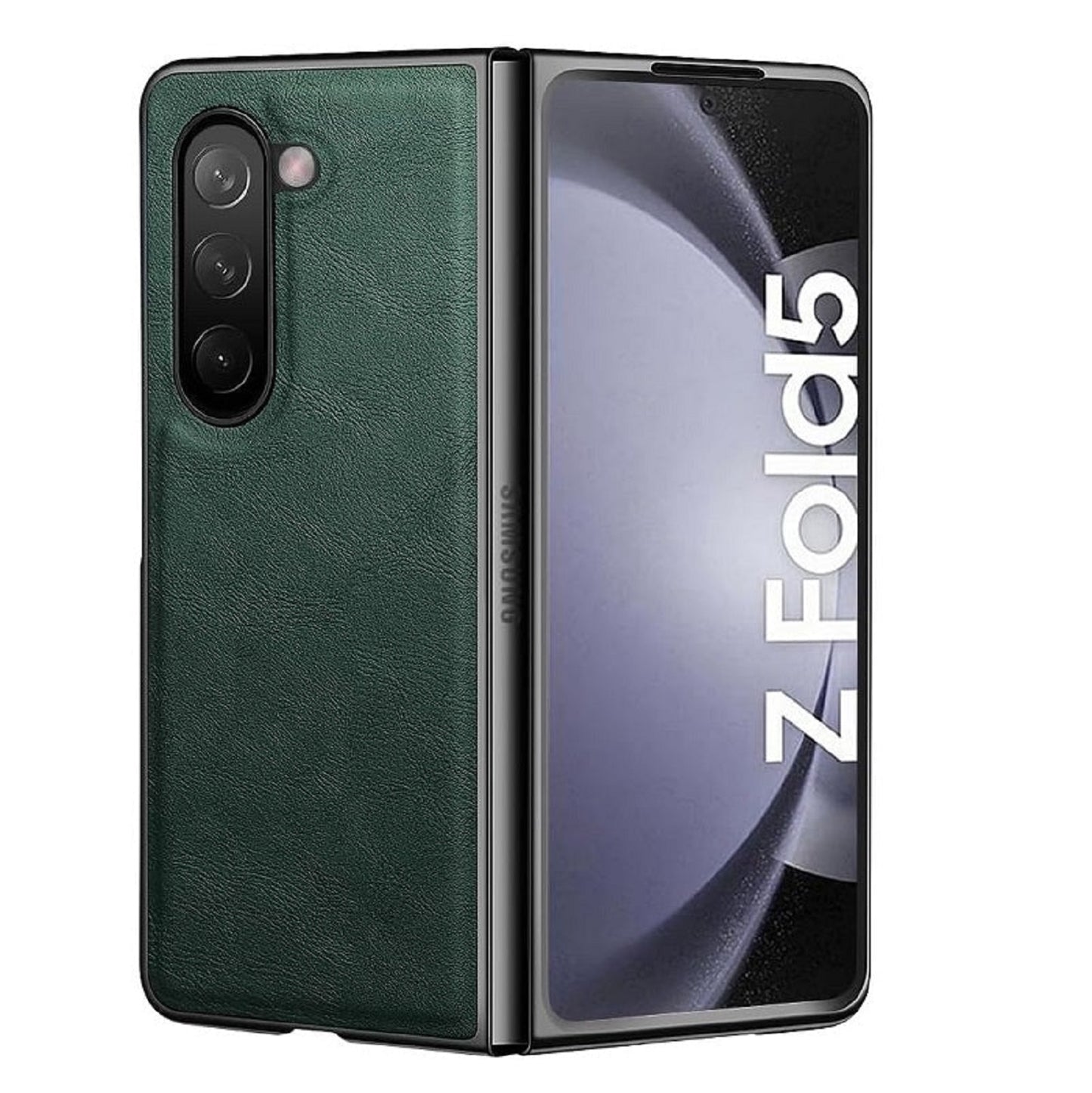 Samsung Galaxy Z Fold 5 Plain Leather Case - Green
