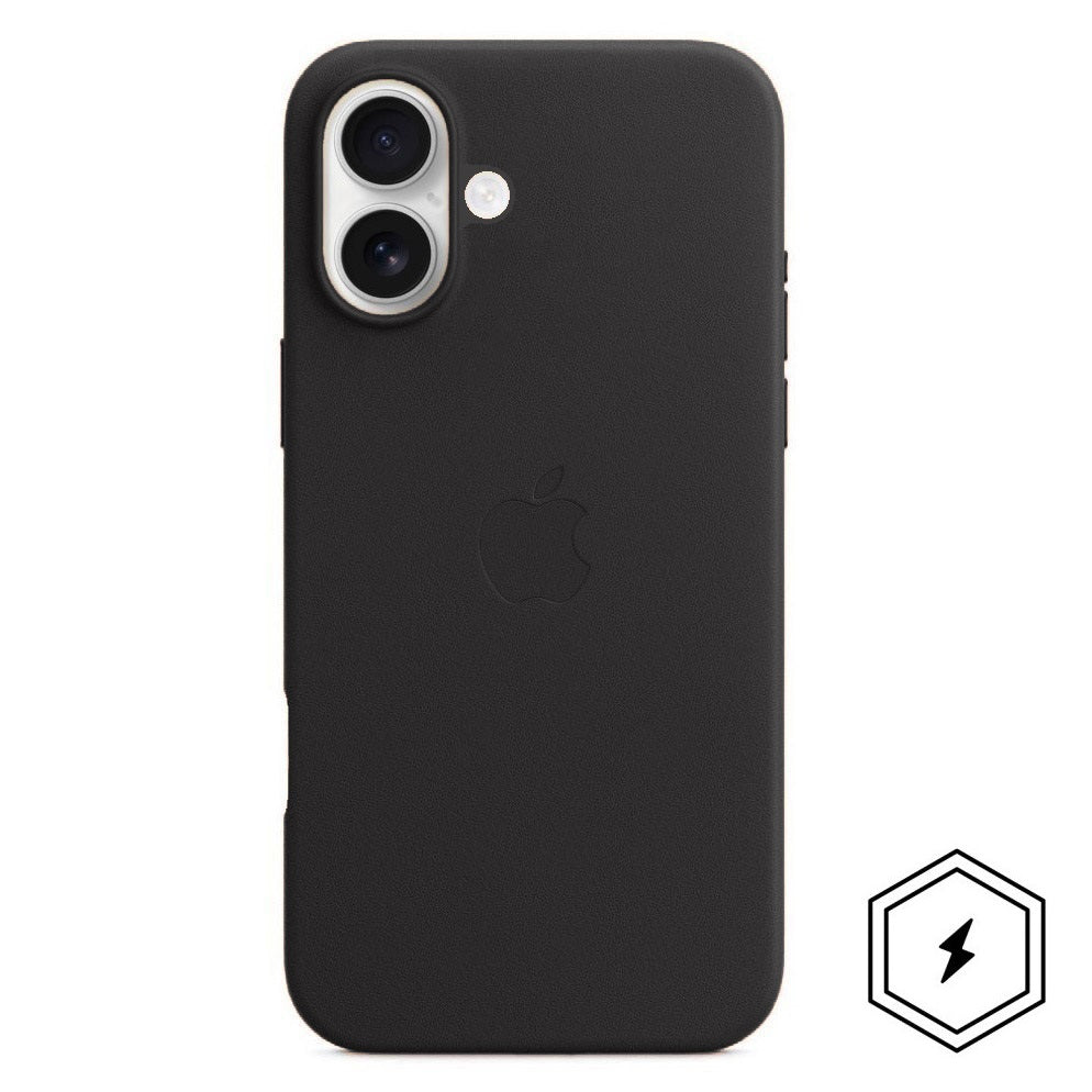 Apple iPhone 16 Leather Back Cover Case with MagSafe - Black