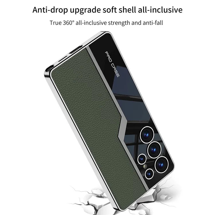 Samsung Galaxy S25 Ultra GKK Vertical Leather Pro Case with Shine Soft Shell Back Cover