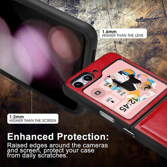 Samsung Galaxy Z Flip 5 Plain Leather Case-Red