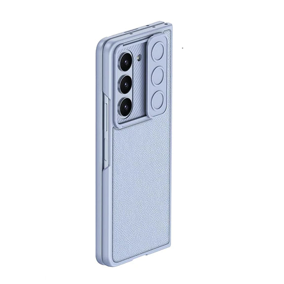 Samsung Galaxy Z Fold 5 P.U Leather with Camera Shutter Case-Blue