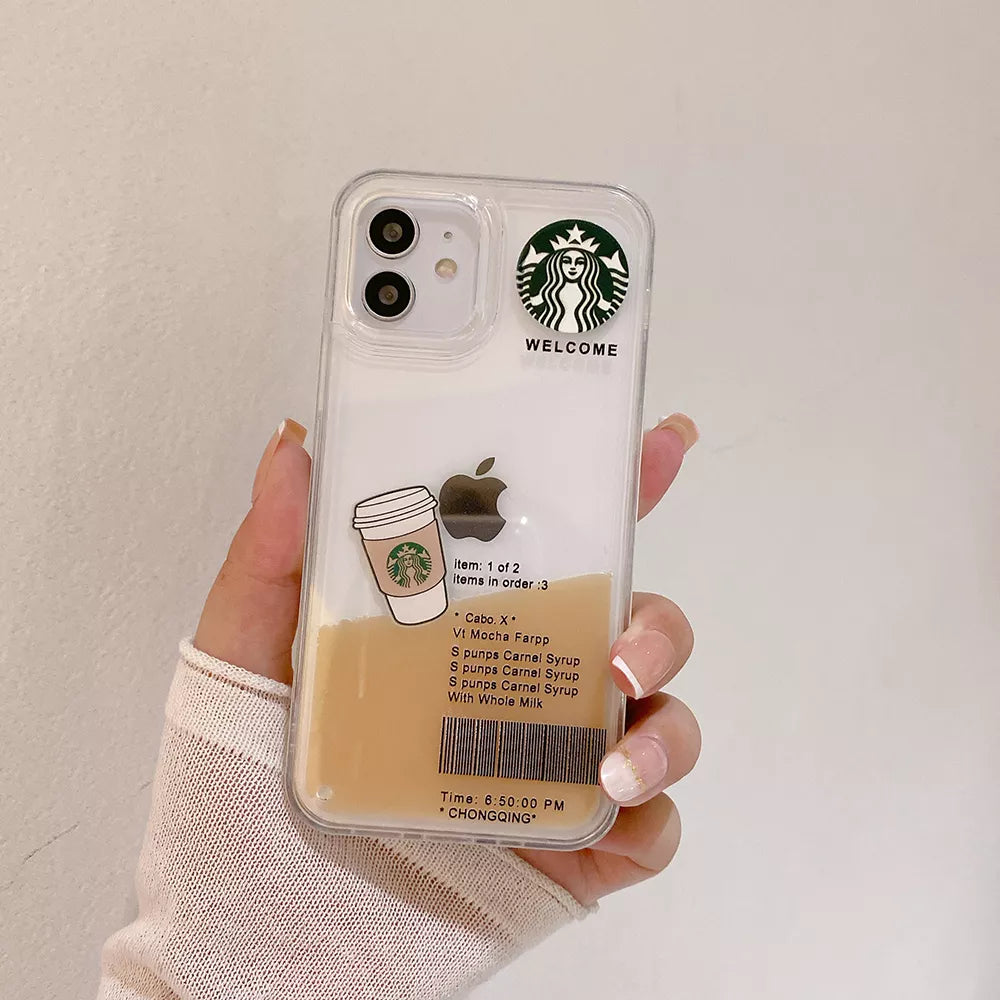 iPhone 12 Transparent Starbucks Case with Floating Cup
