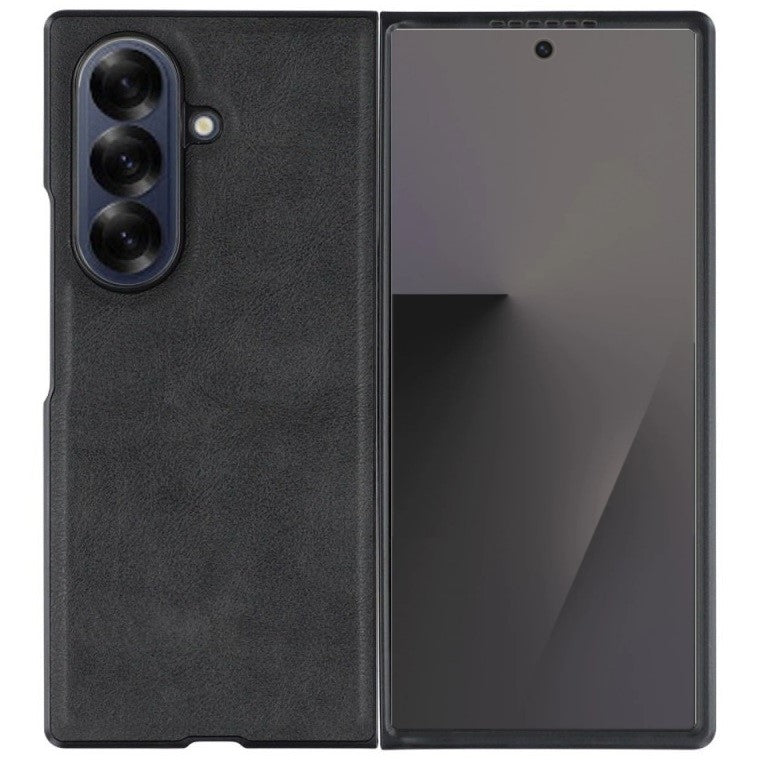 Samsung Galaxy Z Fold 7 Durable Shockproof Protective Leather Case - Black