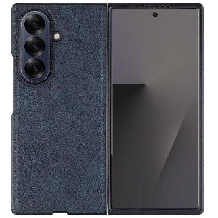 Samsung Galaxy Z Fold 7 Durable Shockproof Protective Leather Case - Blue