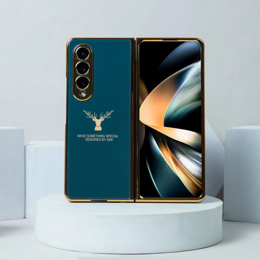 Samsung Galaxy Z Fold 4 Deer Pattern Glass Case - Green