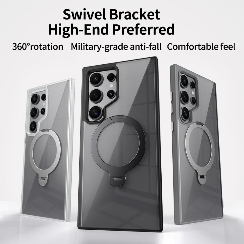 Samsung Galaxy S23 Ultra 5G MagSafe Magnetic Ring Holder Case with Metal Camera Bumper - Gray