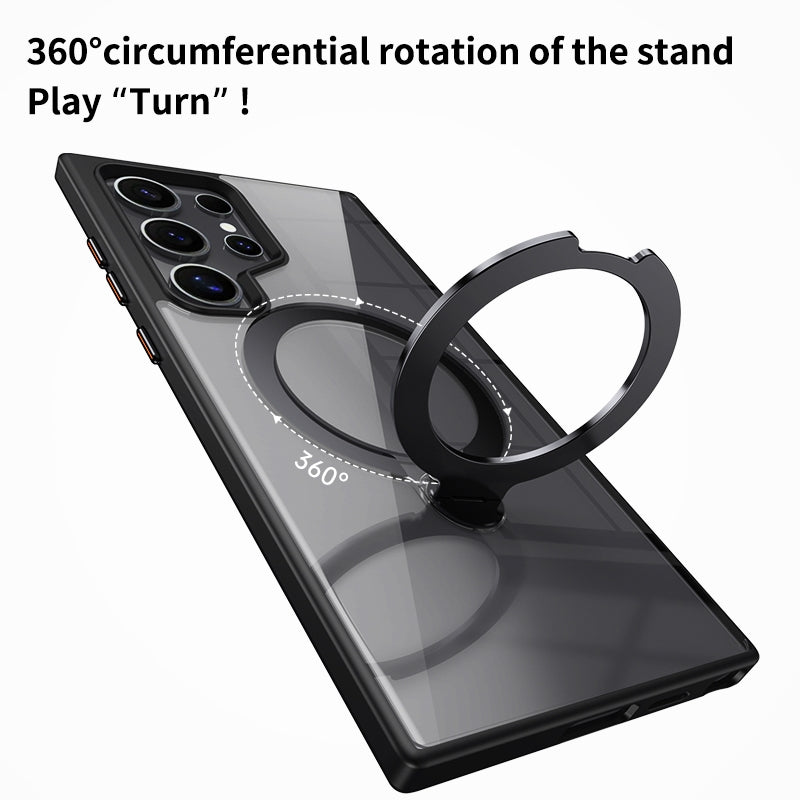Samsung Galaxy S23 Ultra 5G MagSafe Magnetic Ring Holder Case with Metal Camera Bumper - Gray