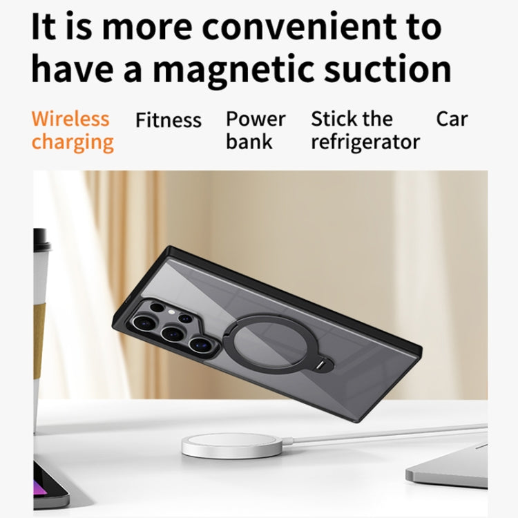 Samsung Galaxy S23 Ultra 5G MagSafe Magnetic Ring Holder Case with Metal Camera Bumper - Gray