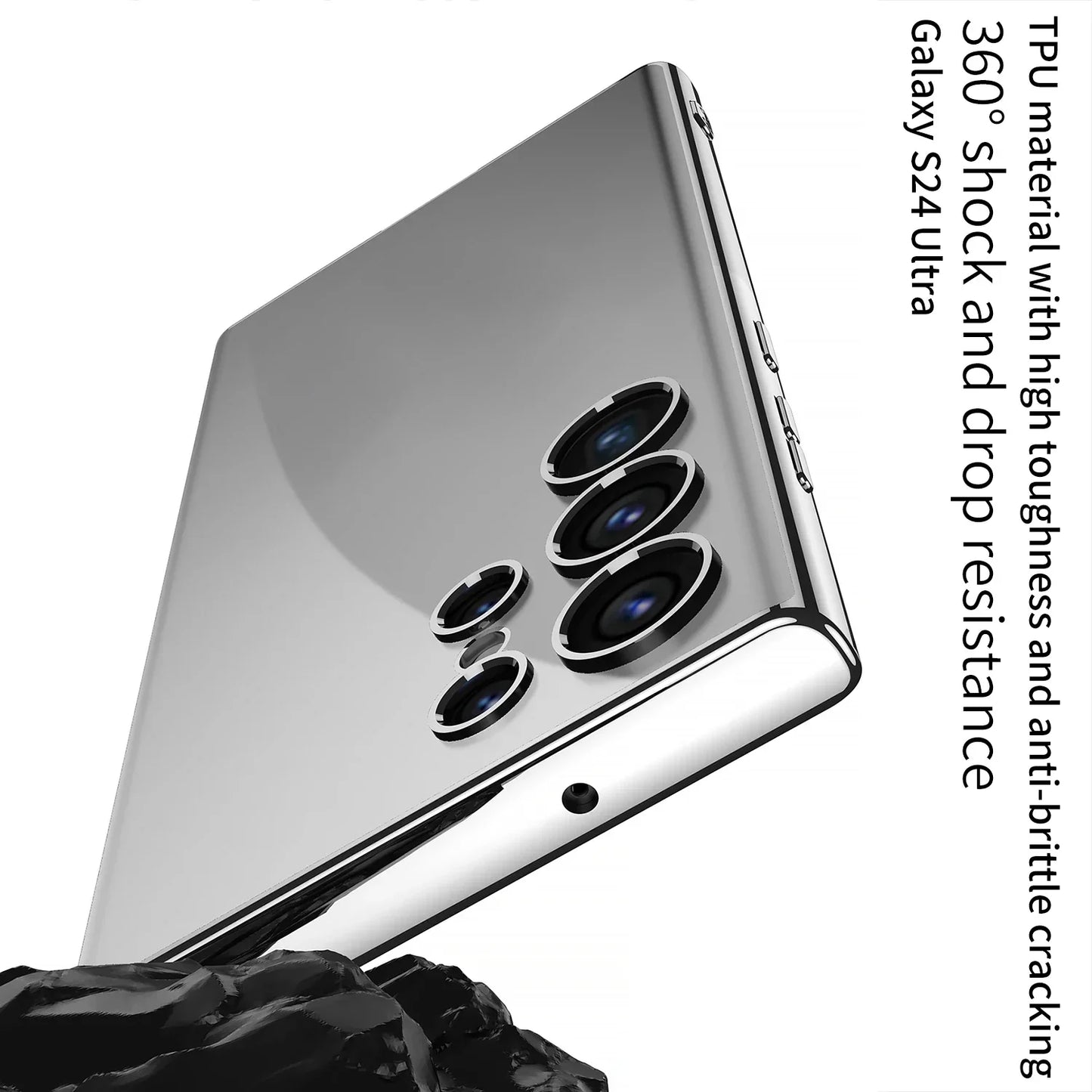 Samsung Galaxy S24 Plus Ultra-Thin Transparent Electroplating TPU Soft Case Cover-Silver