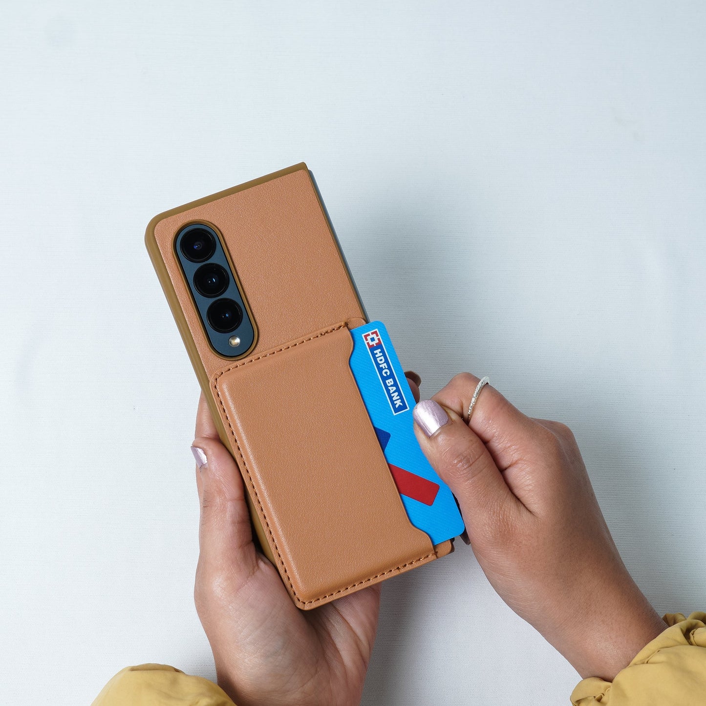 Samsung Galaxy Z Fold4 PU Leather Card Slot Wallet Case-Black