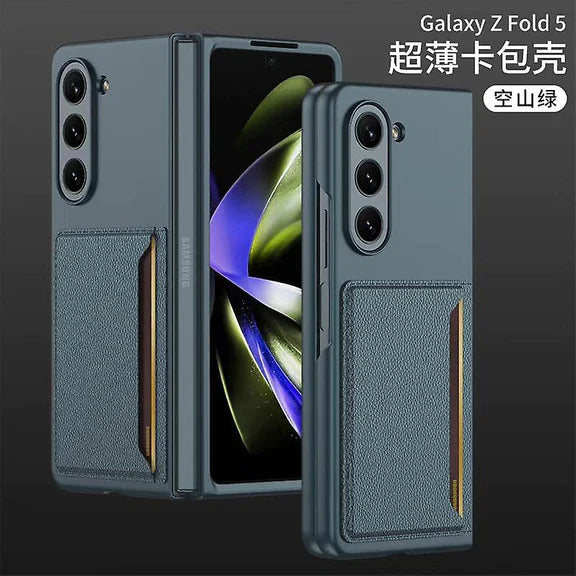Samsung Galaxy Z Fold 5 PU Leather Card Holder Case-Green