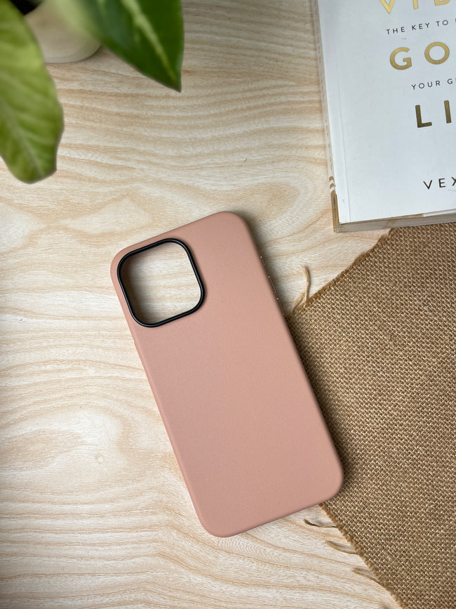 iPhone 15 Kzdoo Noble Classic Series Genuine Leather Case - Pink