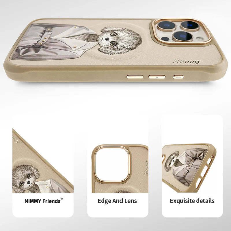 iPhone 16 Pro Max Nimmy Fashion Pets MagSafe Embroidery Case Cover - Brown
