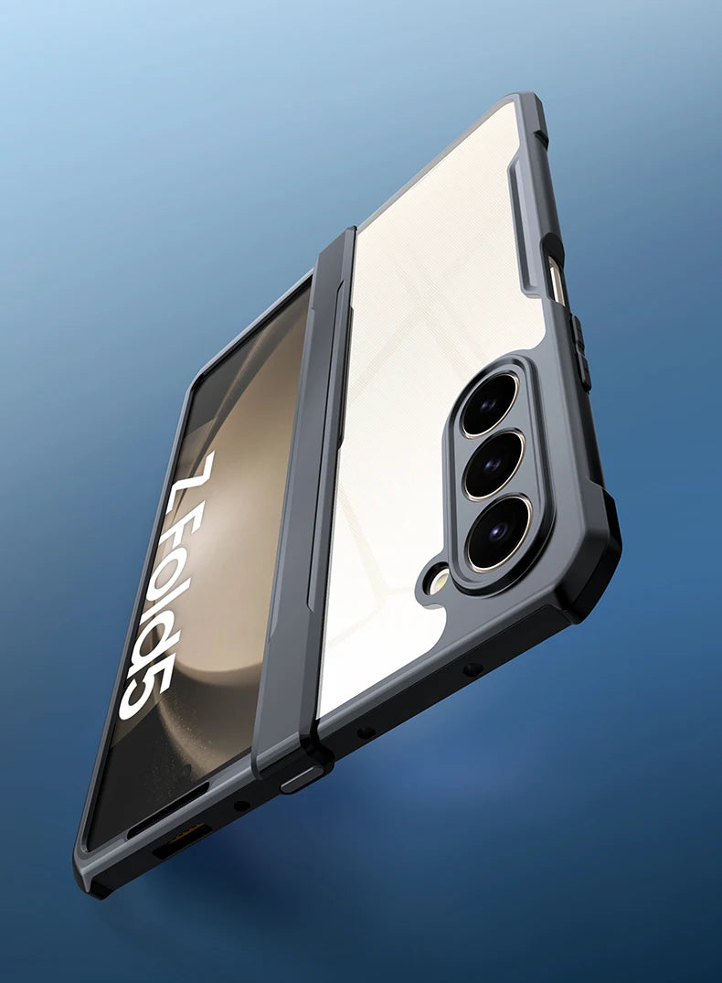 Samsung Galaxy Z Fold 5 Xundd Transparent Clear Cover Case Back Hard Antidrop | Complete Camera Protection | Anti Dust Plugs | 360 Degree Protection.
