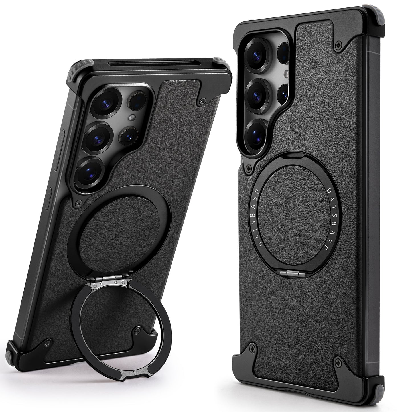 Samsung Galaxy S25 Ultra Framless Metal Bumper Case with Magsafe & 360 Kickstand - Black