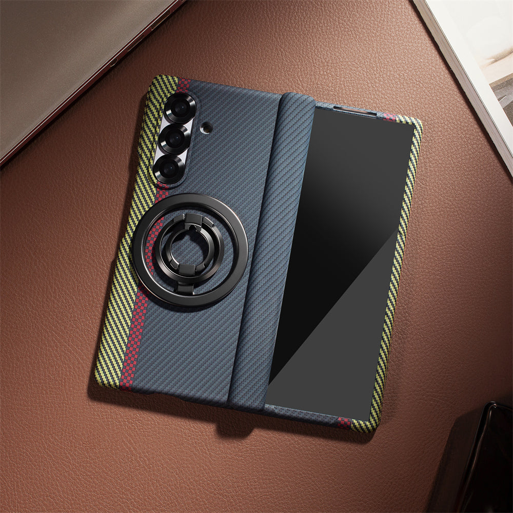 Samsung Galaxy Z Fold 7 Dual Shade Carbon Case with HInge & Glass Protection (Detachable Magfit Stand Included) - Black/Green