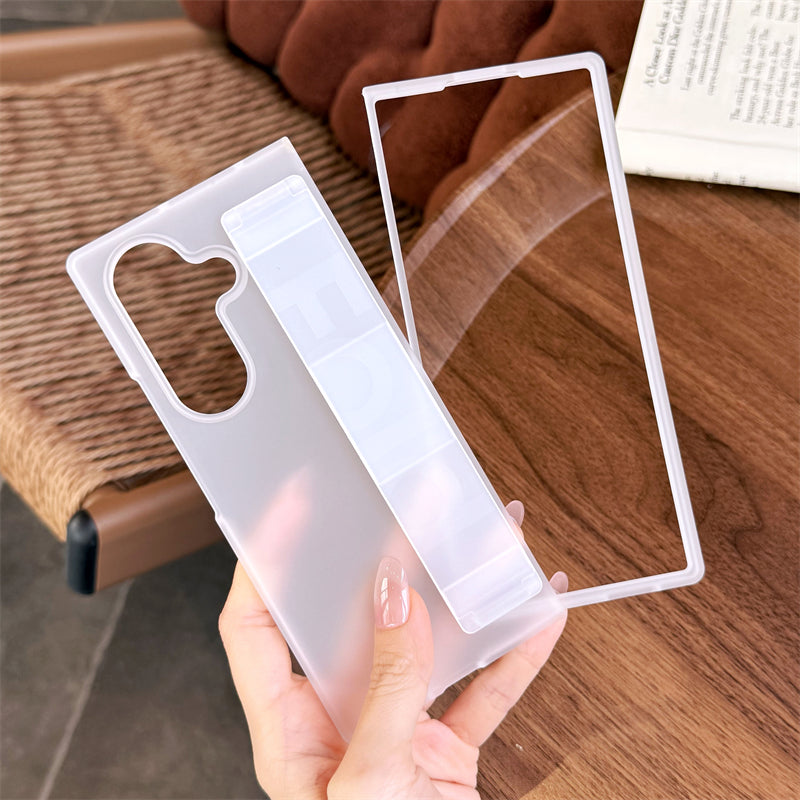Samsung Galaxy Z Fold7 Matte Hard Case with Silicone Elastic Wrist Strap - Matte Clear