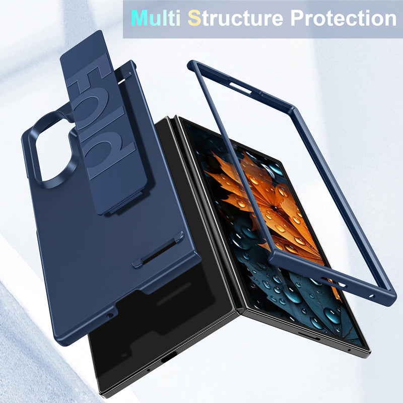Samsung Galaxy Z Fold7 Matte Hard Case with Silicone Elastic Wrist Strap - Transparent
