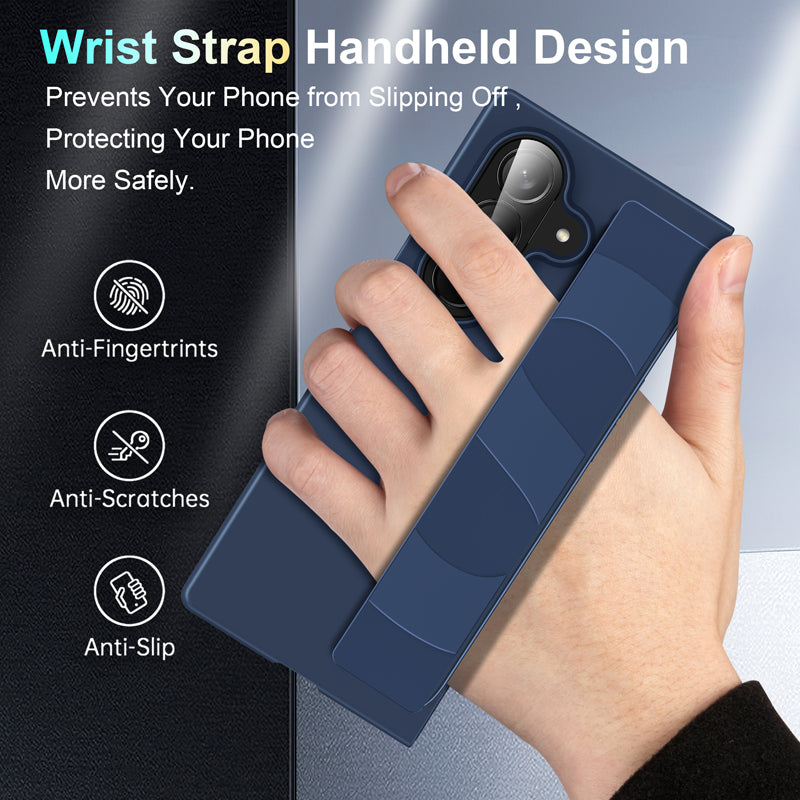 Samsung Galaxy Z Fold7 Matte Hard Case with Silicone Elastic Wrist Strap - Transparent