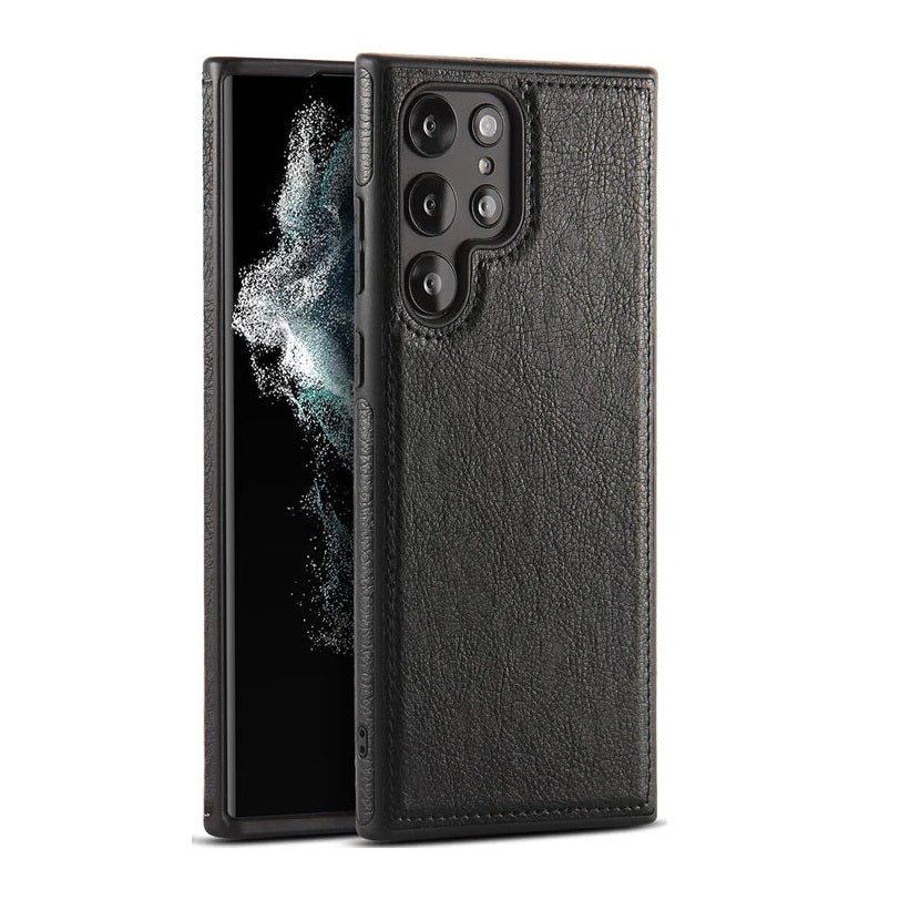 Samsung Galaxy S22 Ultra PU Leather Case with Drop Protection - Black