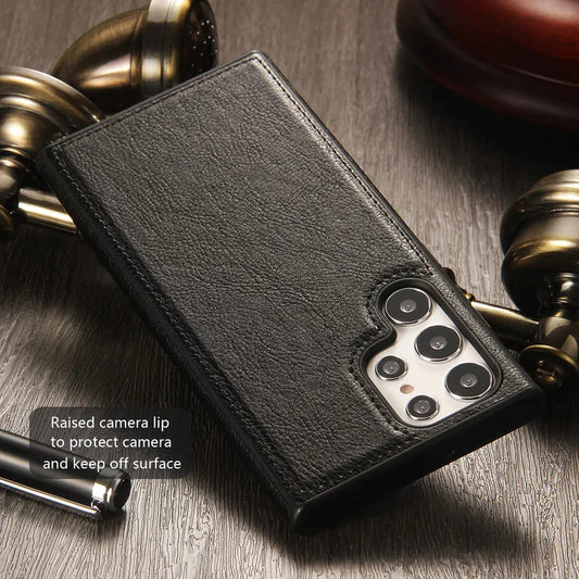 Samsung Galaxy S22 Ultra PU Leather Case with Drop Protection - Black