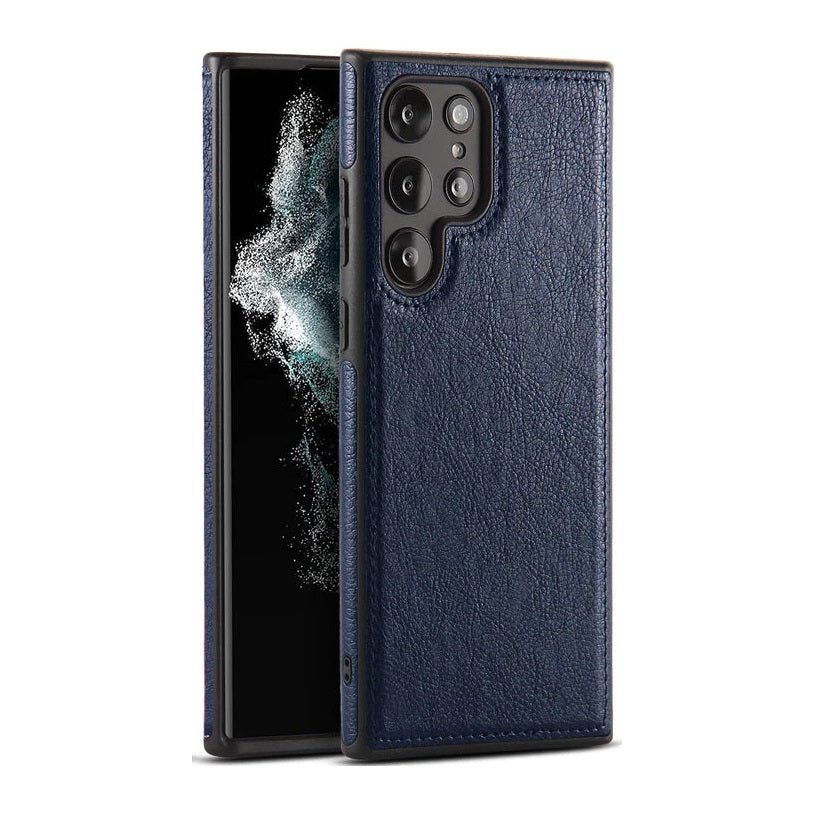 Samsung Galaxy S22 Ultra PU Leather Case with Drop Protection - Blue