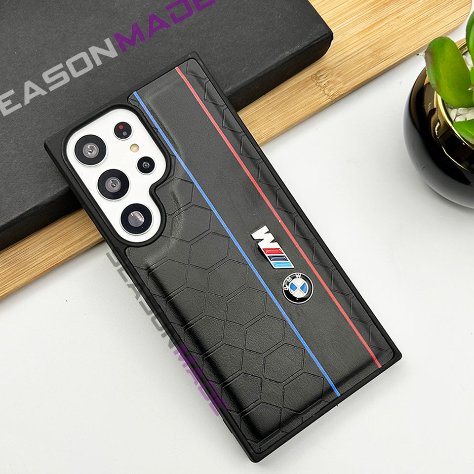 Samsung Galaxy S22 Ultra BMW M Sports Logo Leather Case - Black