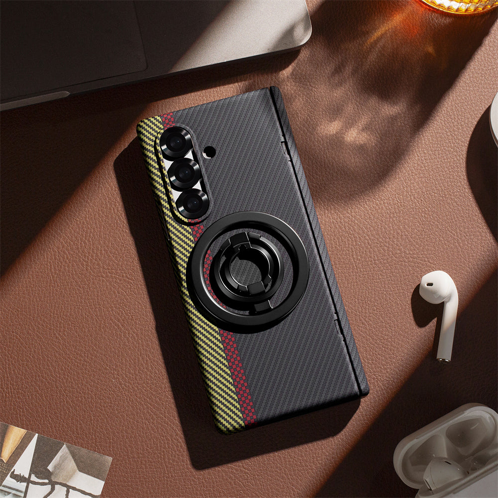 Samsung Galaxy Z Fold 7 Dual Shade Carbon Case with HInge & Glass Protection (Detachable Magfit Stand Included) - Black/Green