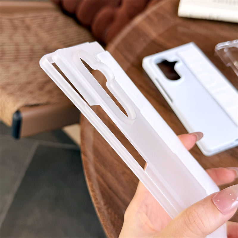 Samsung Galaxy Z Fold7 Matte Hard Case with Silicone Elastic Wrist Strap - Matte Clear