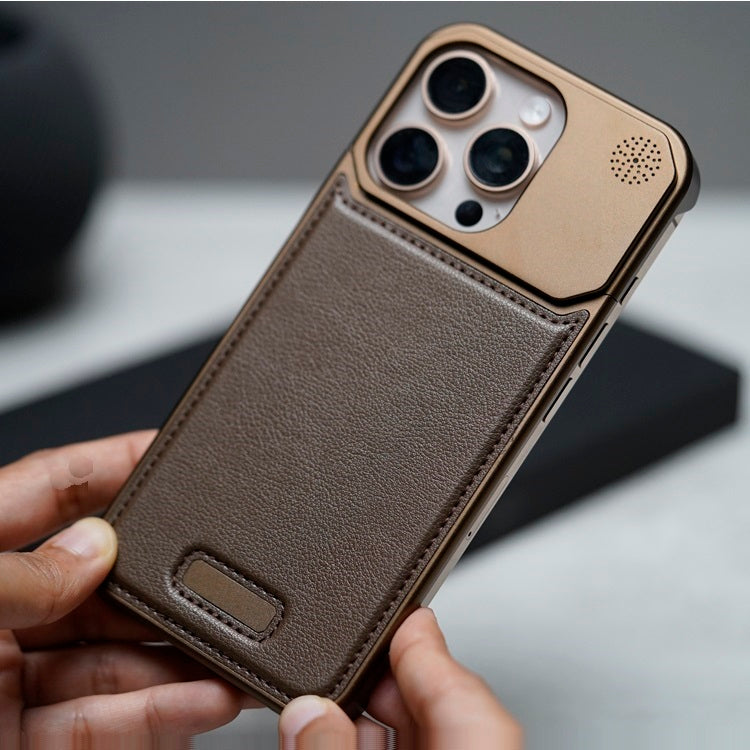 iPhone 16 Pro Max Aluminum Leather Case with Fragrance Aroma