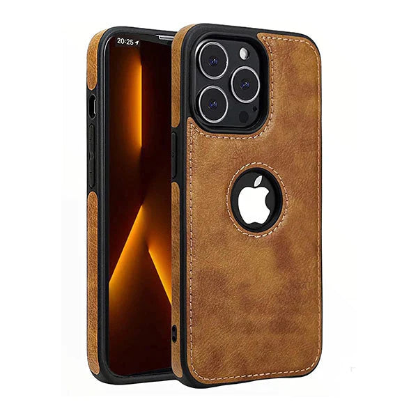 iPhone 13 Pro Classic PU Leather Case with Logo Cut - Brown