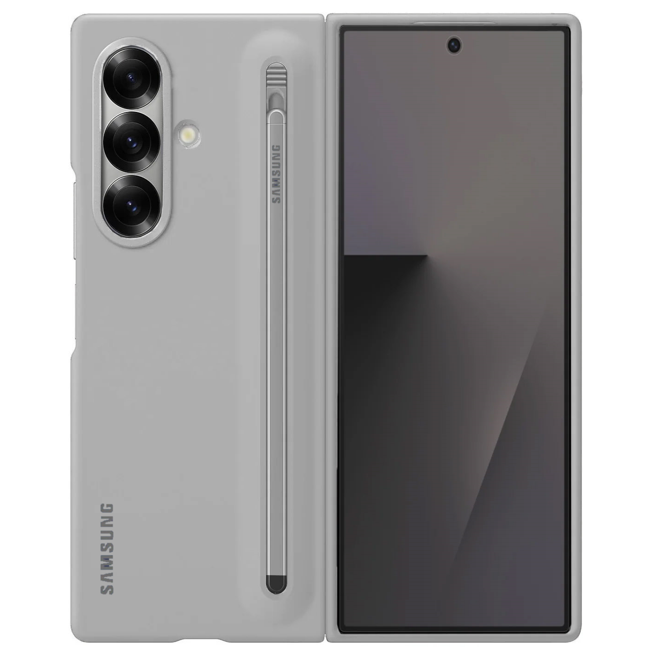 Samsung Galaxy Z Fold7 Skin Feel S Pen Case with Stylus - Light Gray