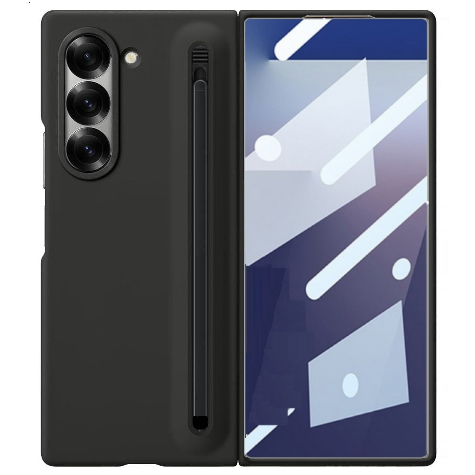 Samsung Galaxy Z Fold7 Skin Feel S Pen Case with Front Glass & Stylus - Black