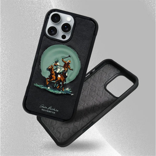 iPhone 16 Pro Santa Barbara Aubrey Series Polo Original Leather Magsafe Case - Black