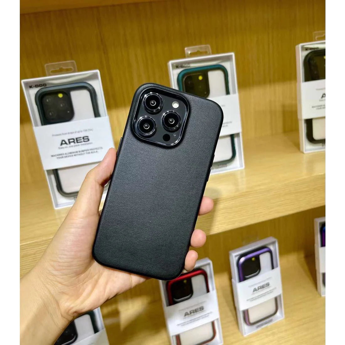 iPhone 15 Pro Max Leather Case Kzdoo Classic Series Leather Case - Black