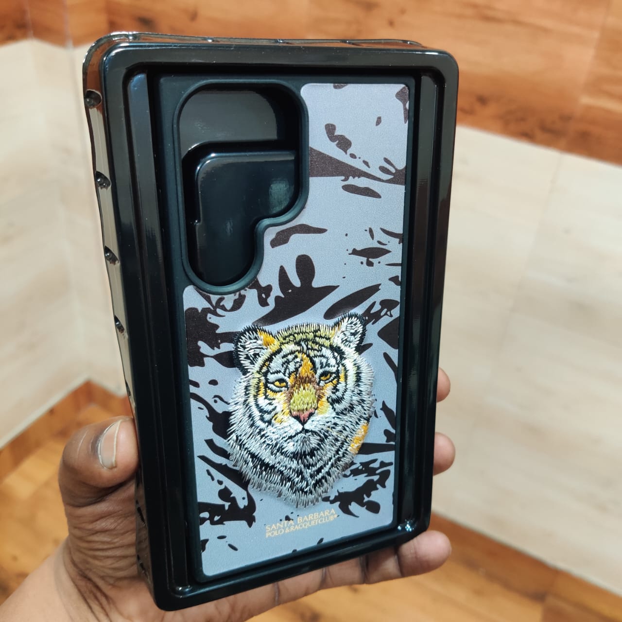 Samsung Galaxy S23 Ultra Embroidery PU Leather Case inside Cloth - Tiger