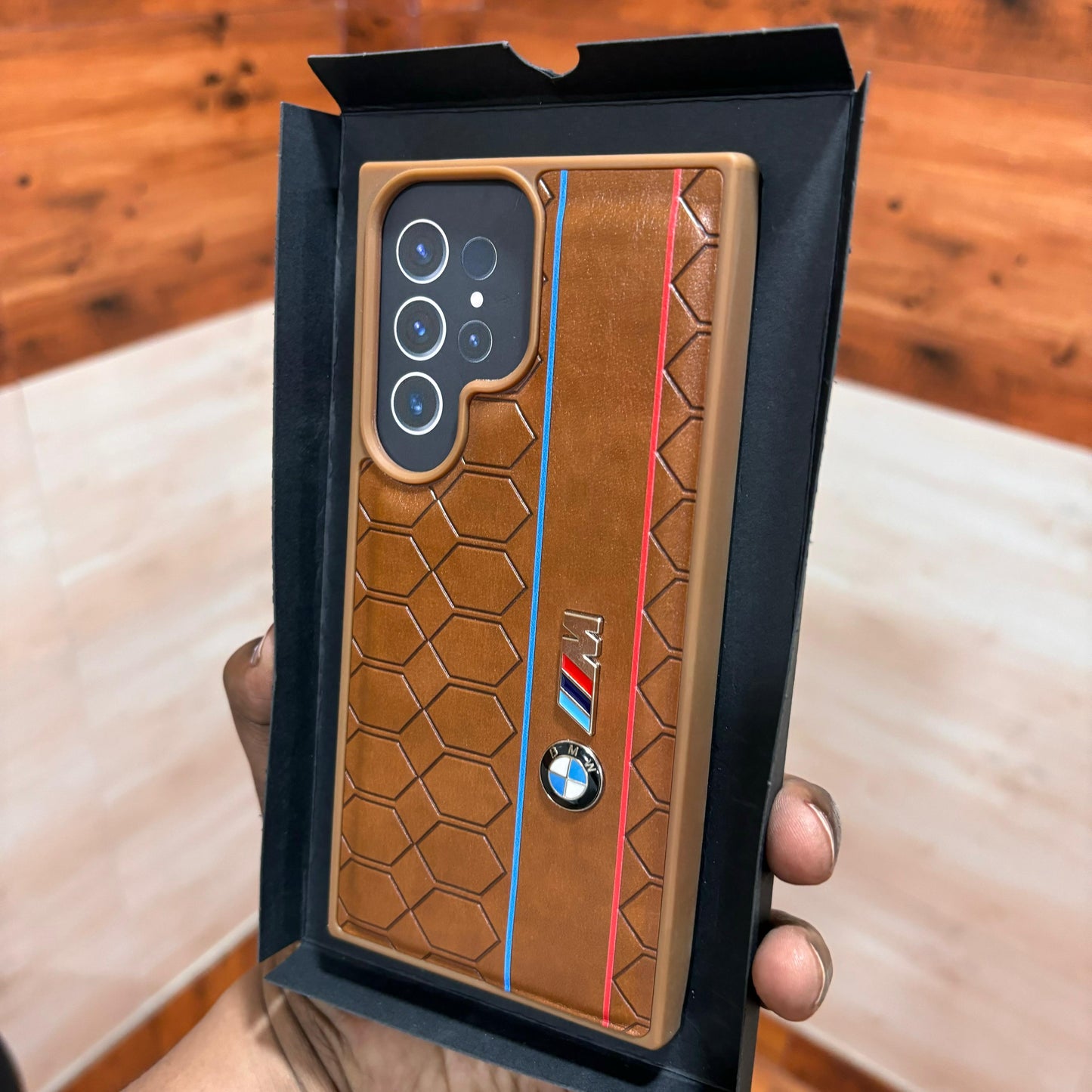 Samsung Galaxy S23 Ultra BMW M Sports Logo Dual Line Case -Brown