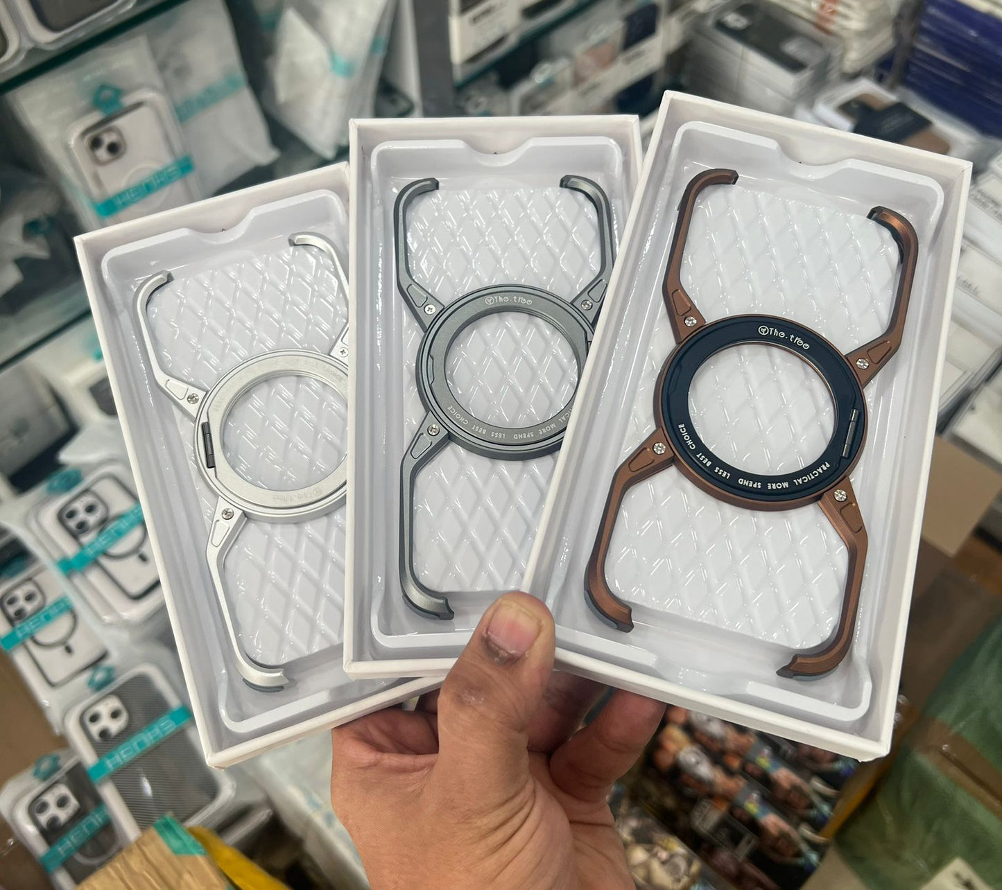 iPhone 16 Pro Max Metal Alloy X Shape Bumper Case with Magsafe & Rotating Stand - Silver