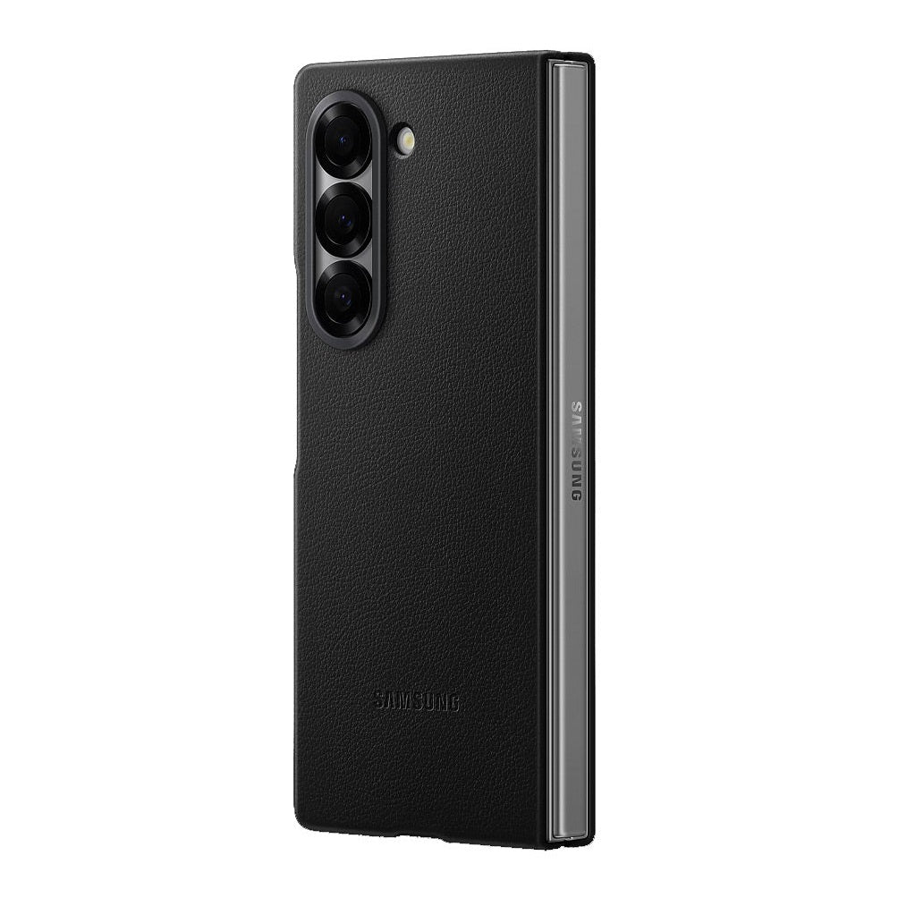 Samsung Galaxy Z Fold6 Leather Back Cover Case - Black