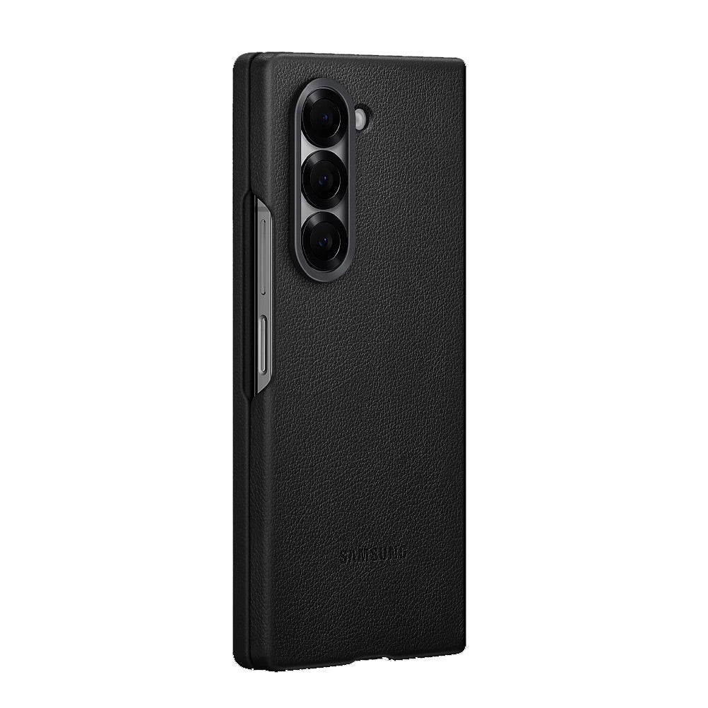 Samsung Galaxy Z Fold6 Leather Back Cover Case - Black