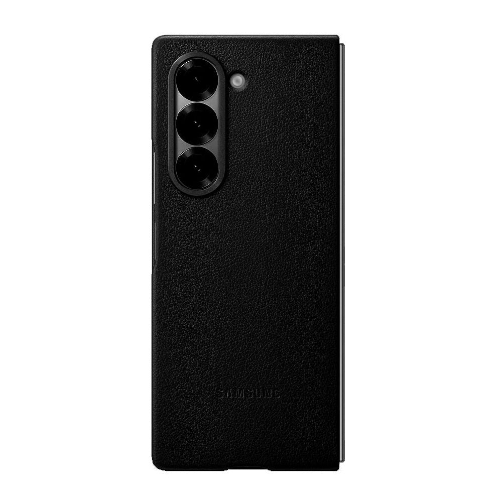 Samsung Galaxy Z Fold6 Leather Back Cover Case - Black