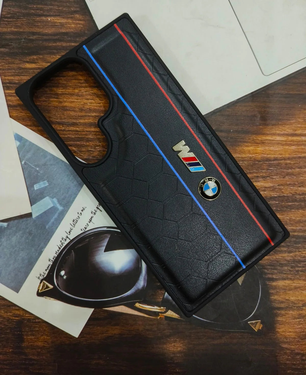 Samsung Galaxy S22 Ultra BMW M Sports Logo Leather Case - Black