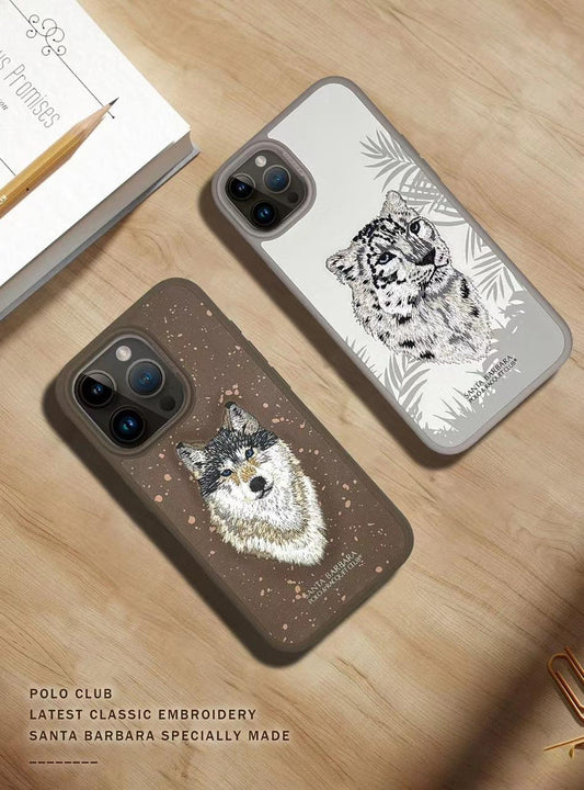 iPhone 15 Pro Savanna Series Santa Barbara Leather Case - Wolf