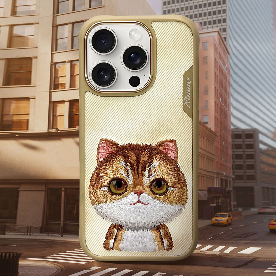 iPhone 16 Pro Max Nimmy Official Embroidery Big Eye Series Back Cover Case - Gold