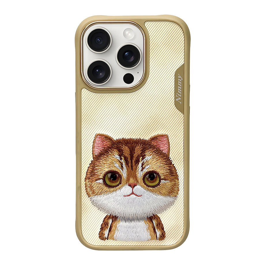iPhone 16 Pro Max Nimmy Official Embroidery Big Eye Series Back Cover Case - Gold